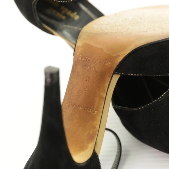 Kate Spade Black Suede Mary Jane Round Toe Ankle Strap High Heel Pumps Women 11M - Picture 8 of 8